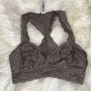 FREE PEOPLE Grey Lace Bandeau Bra, NWT